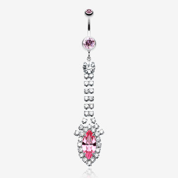 Marquise Chandelier Belly Ring-Light Pink/Clear